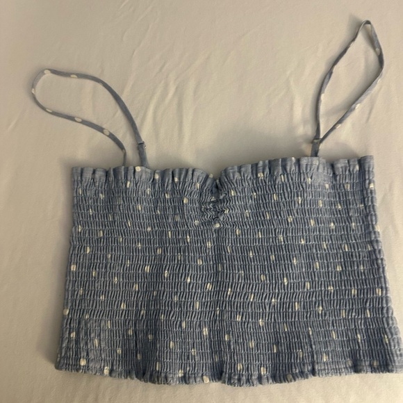 Reformation Polka Dot Linen Smocked Tank Top - Picture 2 of 5